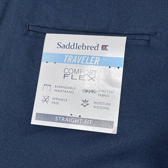 Saddlebred Traveler Comfort Flex Dress Pants 36x32 Dark Blue Straight Fit NWT - Picture 7 of 13
